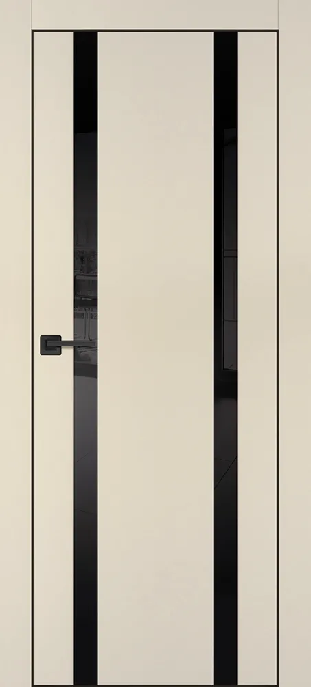 Фото Межкомнатная дверь PX-9  черная кромка с 4-х ст. Бежевый матовый